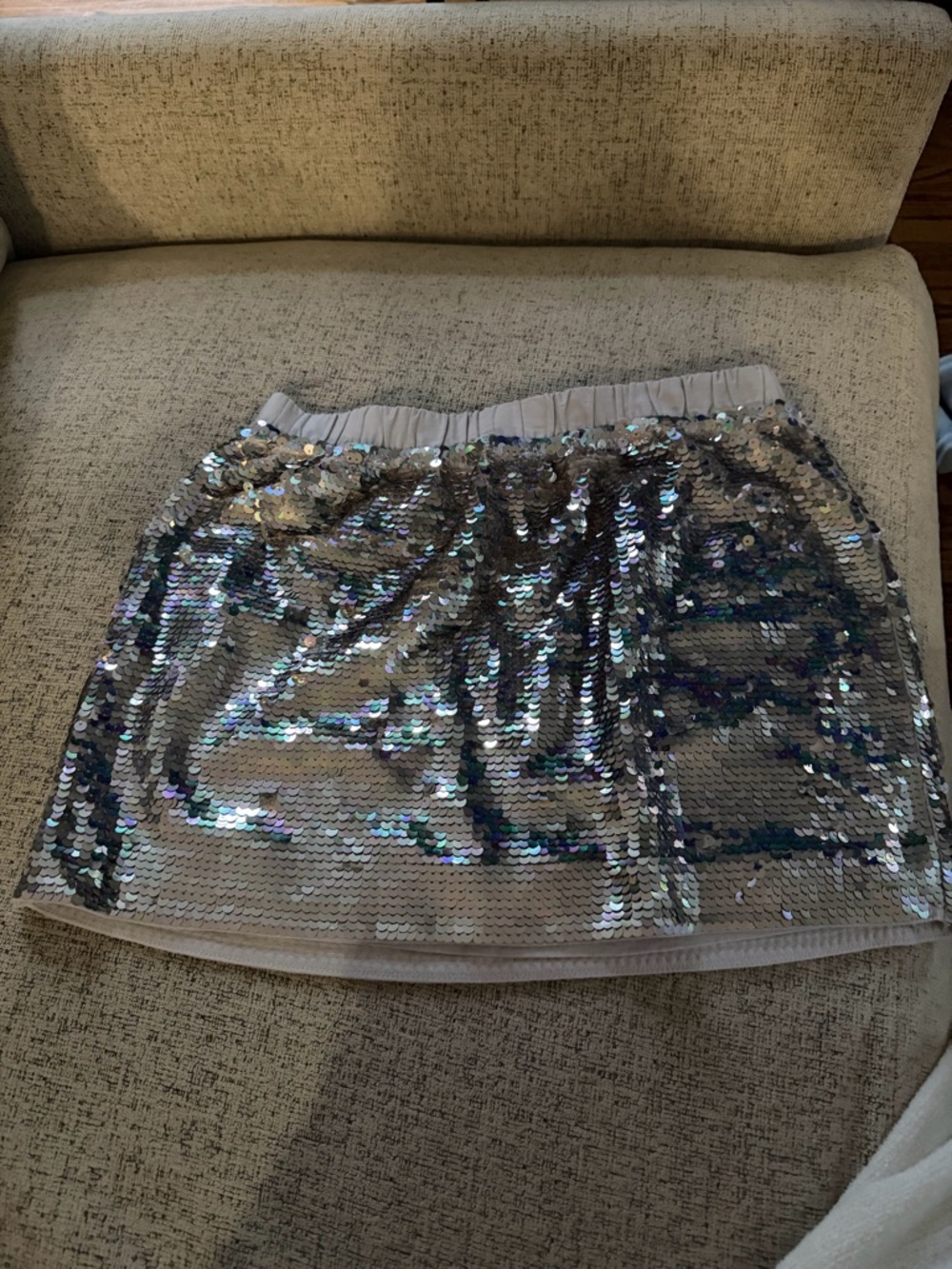 Crewcuts Iridescent Silver Sequin Mini Skirt